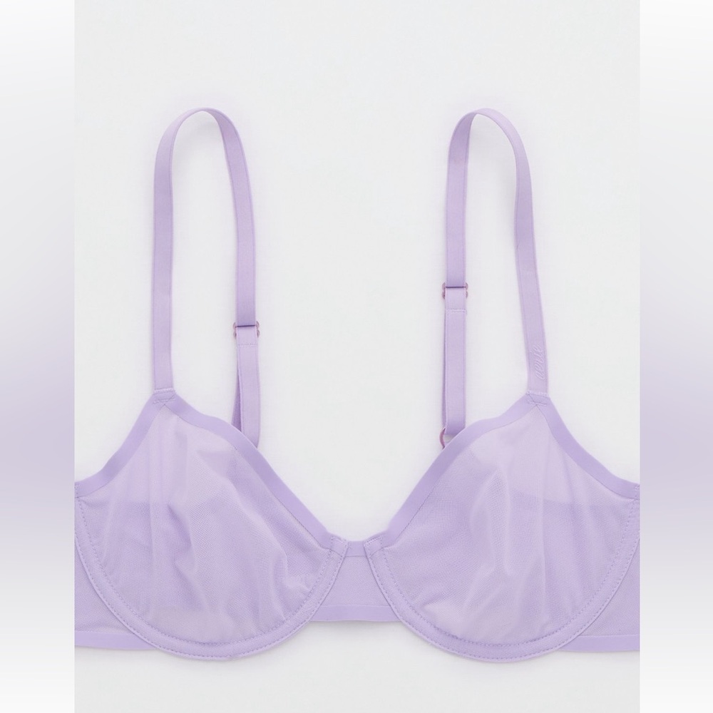 NWT Aerie Smoothez Purple Microfiber Mesh Unlined Underwire Balconette Bra
